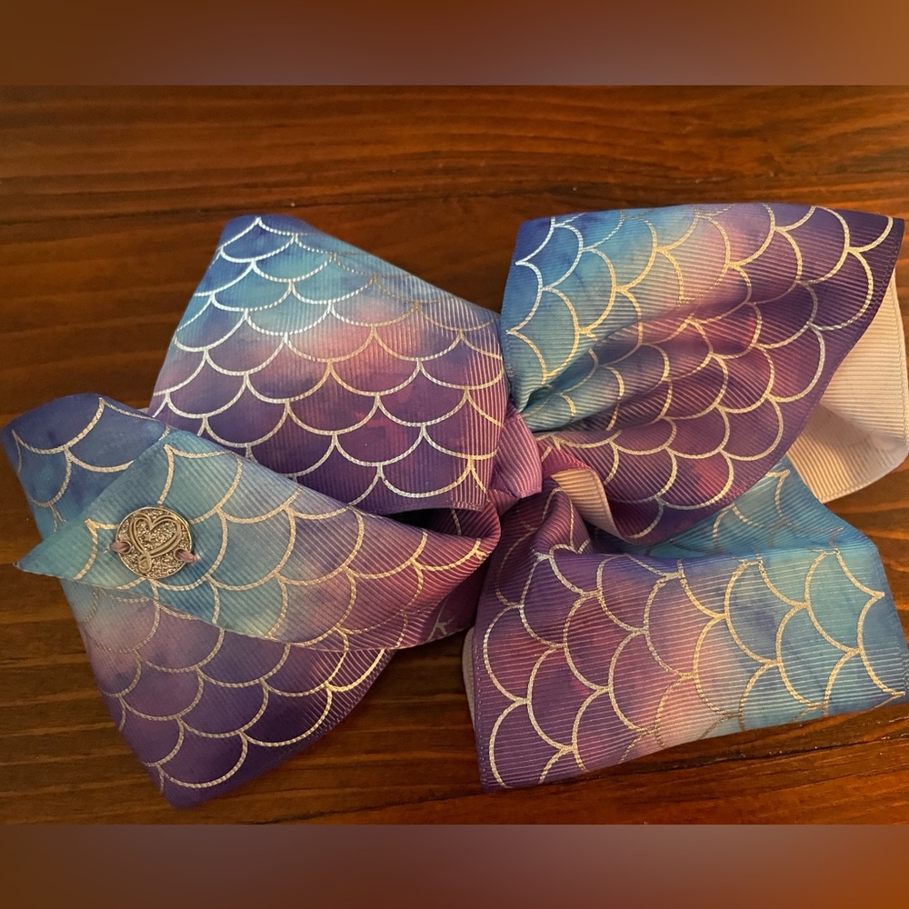Jojo Siwa signature collection large Blue and Purple Mermaid Bow hair clip.